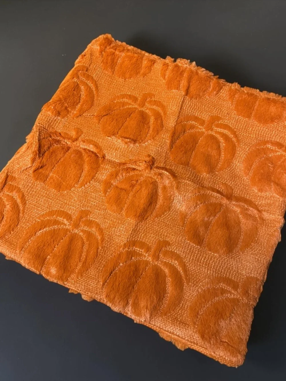 Fall Pumpkin & Maple Leaf Pillow Covers Set of 2 16x16 Burnt Orange NWT